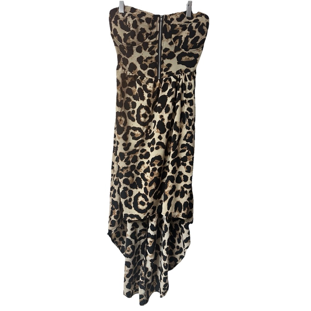 New Look Women's Size MED Strapless Dress High Low Corset Leopard Animal‎ Print
